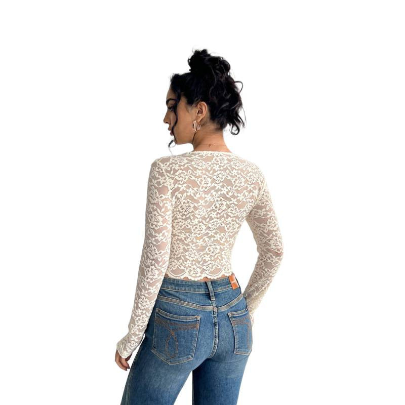 Damen Spitzenoberteil mit raffinierten Details und transparentem Design Drune