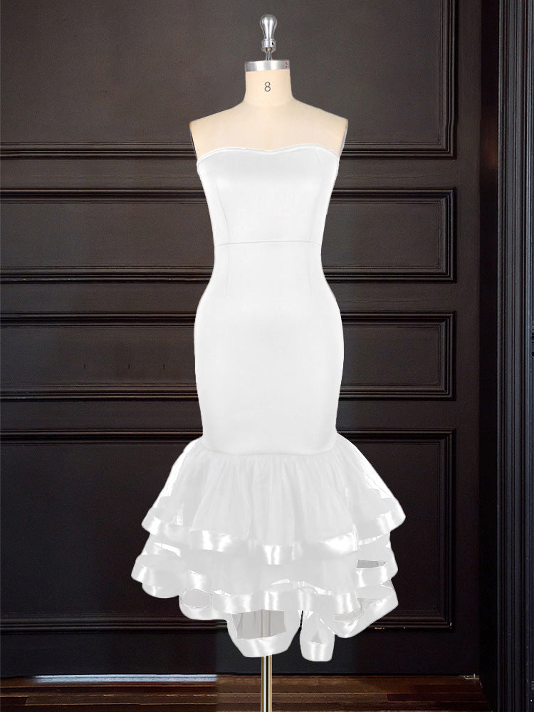Damen Strapless Kleid mit voluminösem Rüschenrock Drune
