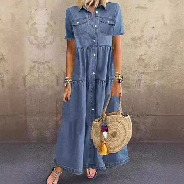 Femme Gestuftes Denim Hemdkleid Drune