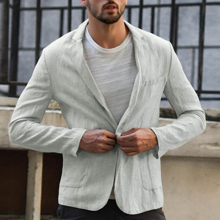 Herren eleganter Leinen-Blazer mit modernem Schnitt und Taschen Drune