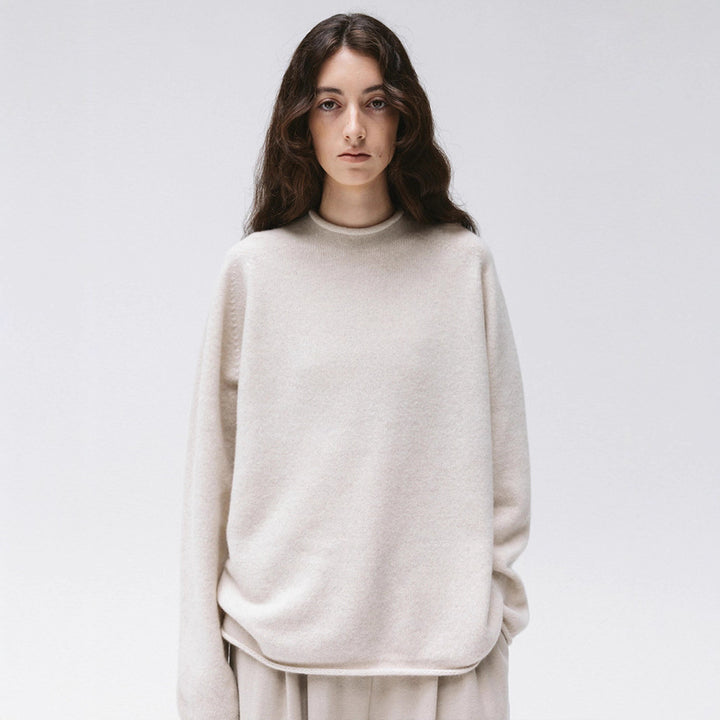 Damen hoch geschnittener komfortabler Strickpullover Drune