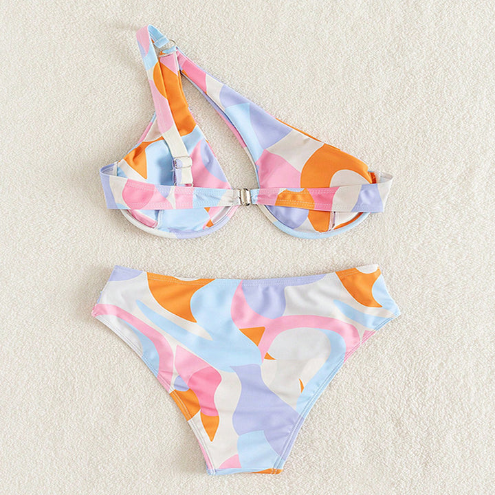 Damen Triangel-Bikini mit asymmetrischem Design und hohem Taillenbund Drune