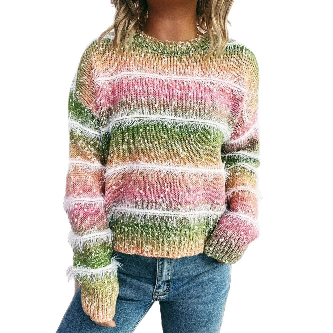 Damen kuscheliger Strickpullover mit trendigem Fransen-Design Drune