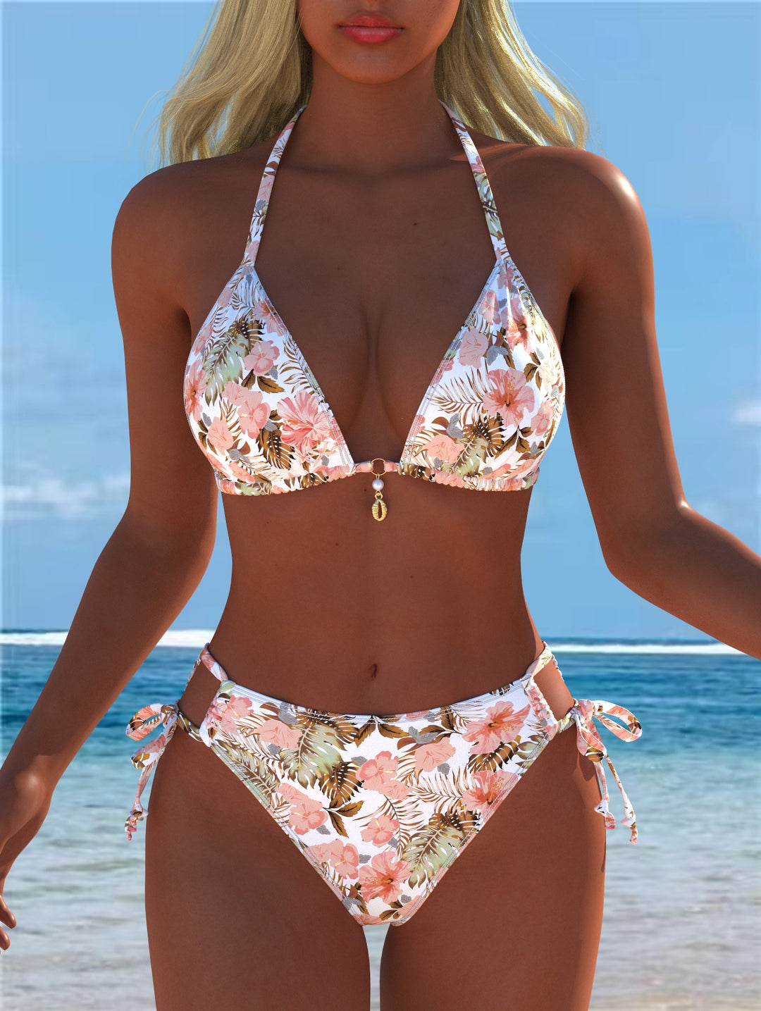 Damen Einteiler Badeanzug mit elegantem floralem Design und figurformendem Schnitt Drune