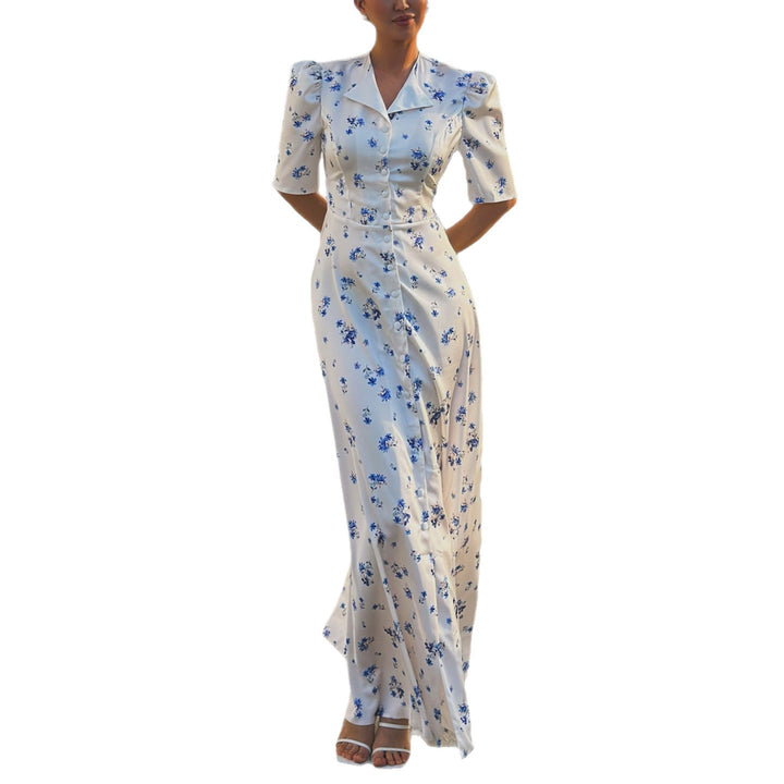 Damen Maxikleid mit puffärmeligem Schnitt Drune