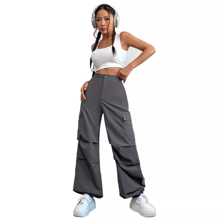 Damen Cargo-Hose mit hohem Bund und seitlichen Taschen Drune