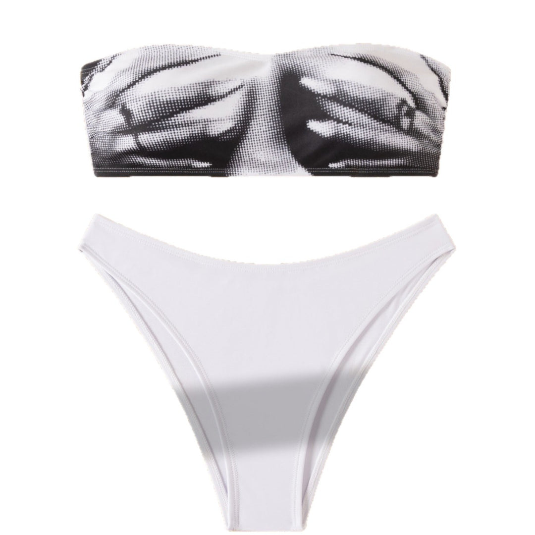 Damen Bandeau Bikini mit modischem Grafikdesign Drune