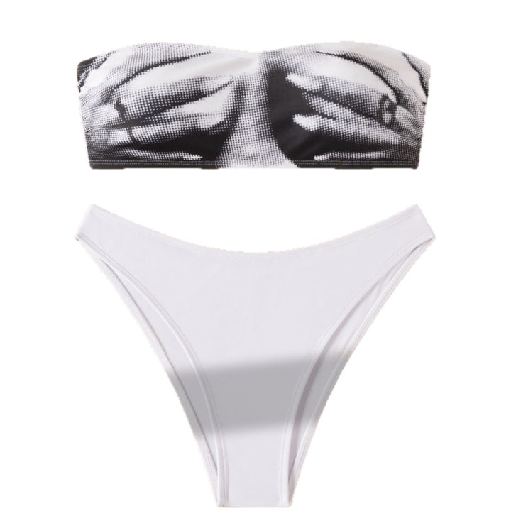 Damen Bandeau Bikini mit modischem Grafikdesign Drune
