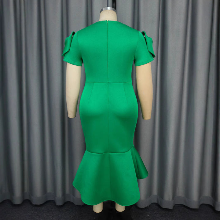 Damen figurbetontes Abendkleid mit Rüschensäumen und schickem Gürtel Drune