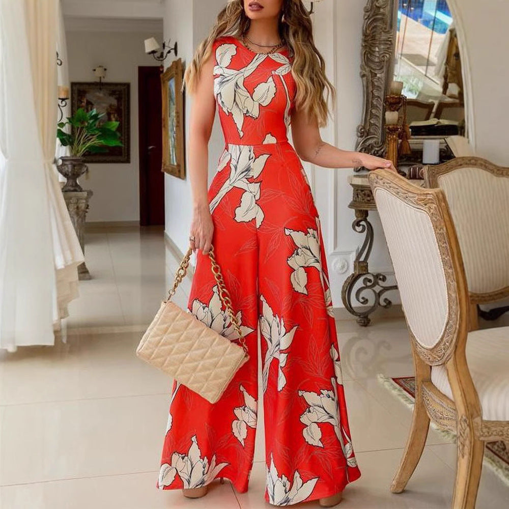 Damen Jumpsuit mit floralem Design und weitem Bein Drune