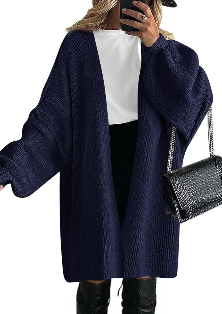 Damen Lässiger Strickcardigan mit offenem Schnitt und großen Taschen Drune