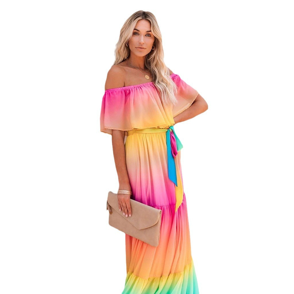 Damen Maxikleid mit schulterfreiem Design von Drune