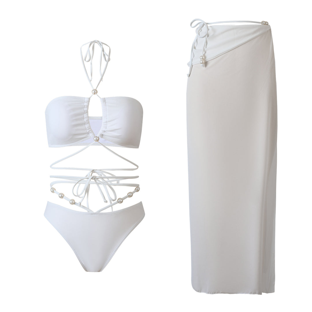 Damen Bikini-Set mit raffinierten Linien und eleganten Perlendetails Drune