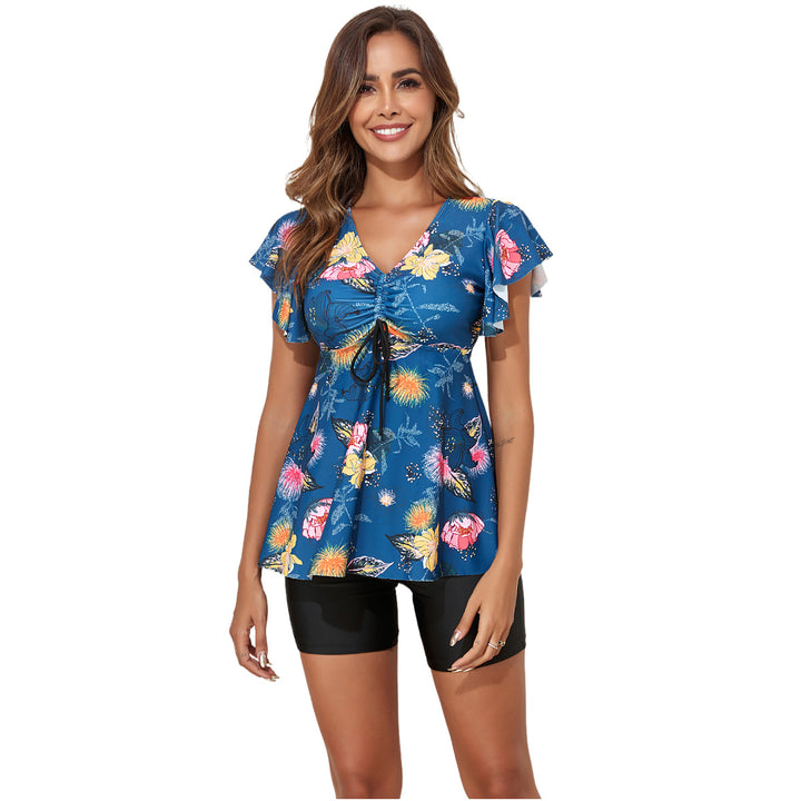 Damen Sportliches Badeset mit floralem Überwurf und bequemen Shorts Drune