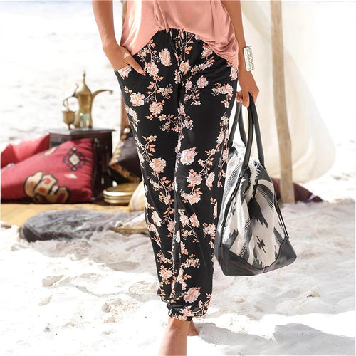 Damen Blühende Relax-Hose mit elastischem Bund und praktischen Seitentaschen Drune