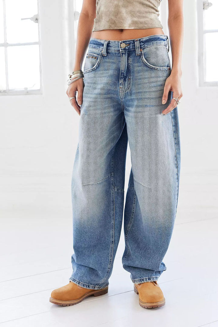 Damen weit geschnittene Jeans im lässigen Stil mit modischen Details Drune