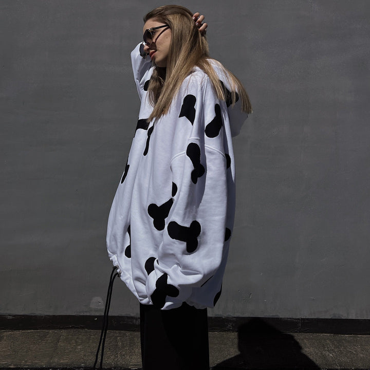 Damen Kapuzenpullover mit kreativem Herzmotiv und lässigem Oversized-Schnitt Drune