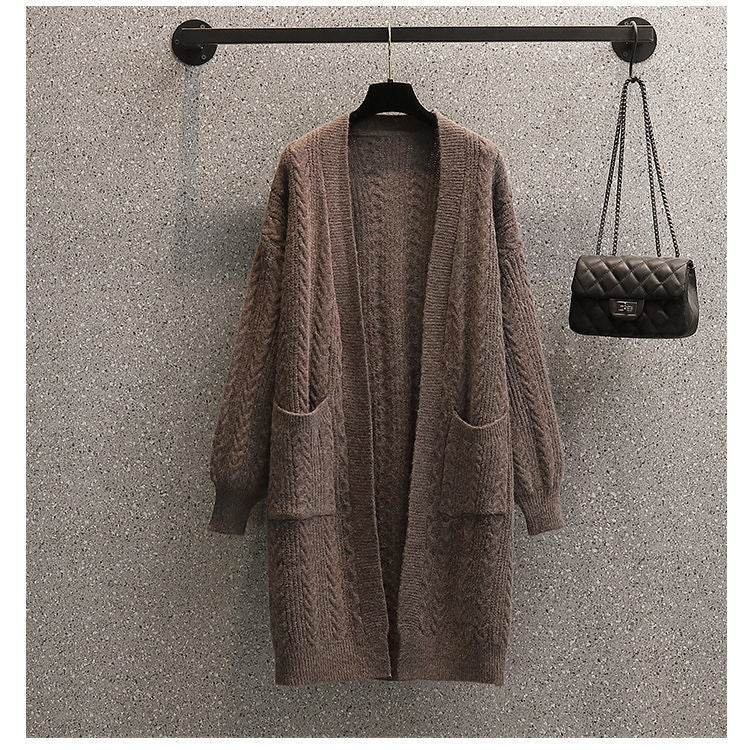 Damen Grobstrick Cardigan mit tiefen Taschen und elegantem Zopfdesign Drune