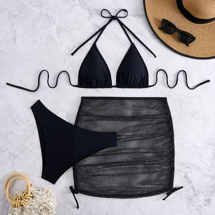 Damen Bikini-Set mit geflochtenem Rock und vielseitigem Triangel-Design Drune