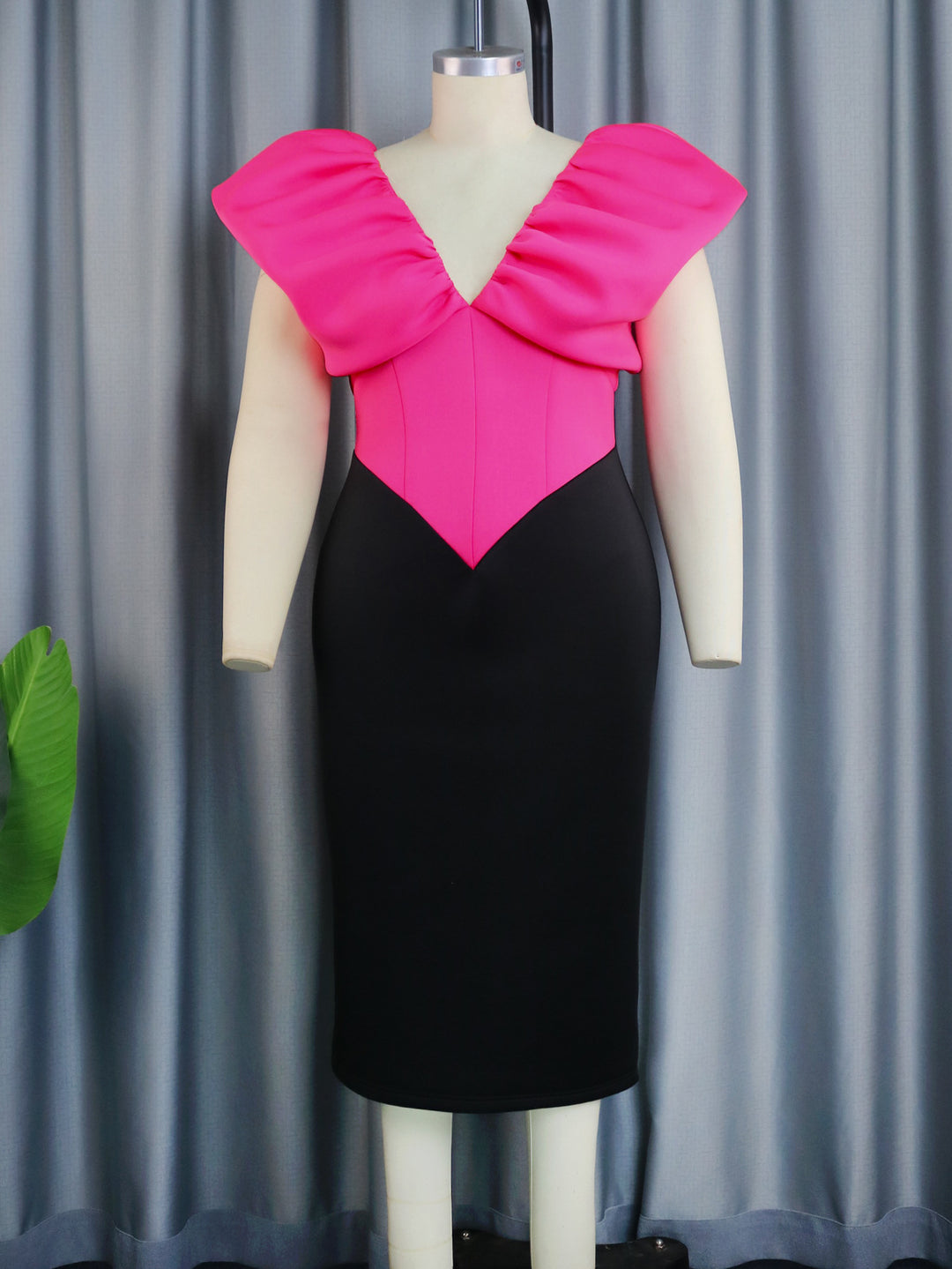 Damen elegantes Abendkleid mit voluminösem Rüschenoberteil Drune