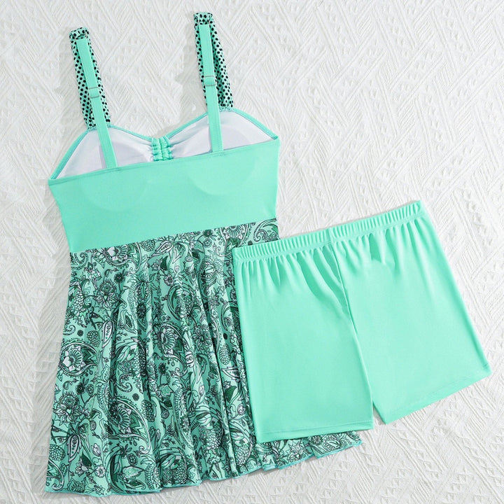 Damen Tankini-Set mit raffinierter Raffung und floralem Rock-Design Drune