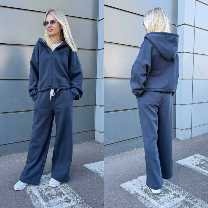 Damen sportliches Lounge-Set mit lässigem Hoodie und weitem Schnitt Drune