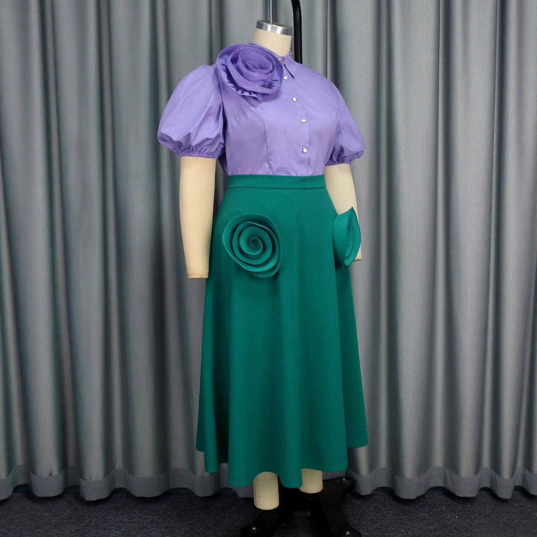 Damen Elegantes Kleid mit voluminösen Rüschendetails Drune