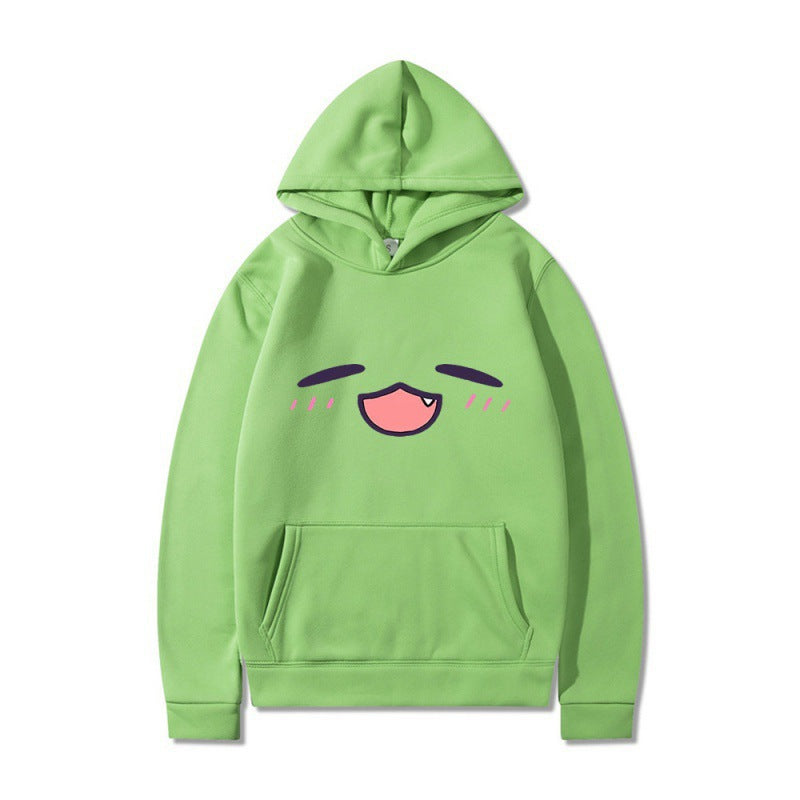 Damen Kapuzenpullover mit fröhlichem Cartoon-Gesicht und bequemer Passform Drune