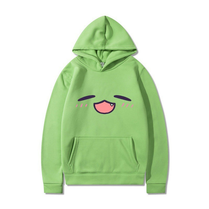 Damen Kapuzenpullover mit fröhlichem Cartoon-Gesicht und bequemer Passform Drune