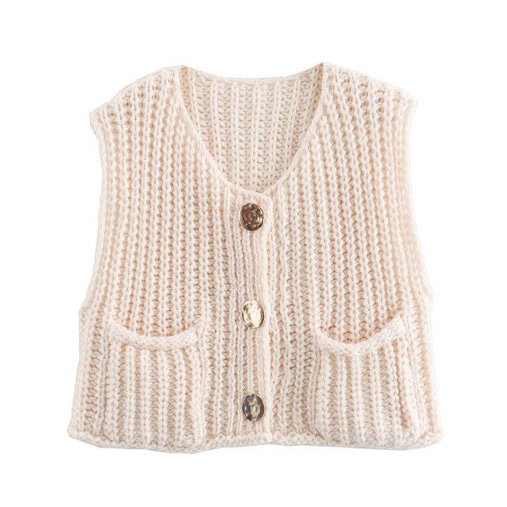 Damen Strickweste mit Taschen Drune