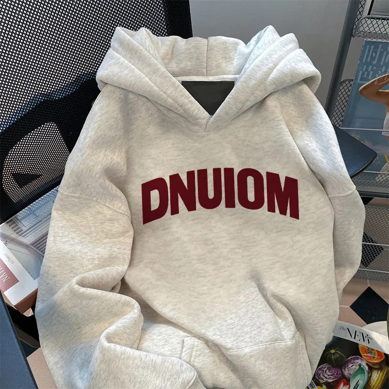 Damen Kapuzenpullover mit großem Schriftzug Drune
