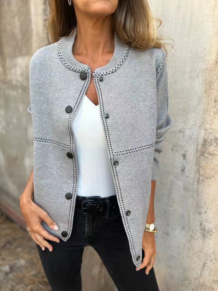 Drune | Strickjacke Lockere Passform Stricktextur Knopfverschluss Rundhals