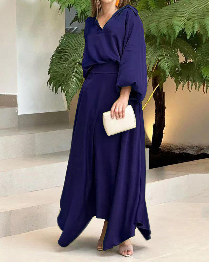 Damen Maxikleid mit weitem Schnitt und eleganten Ärmeln Drune