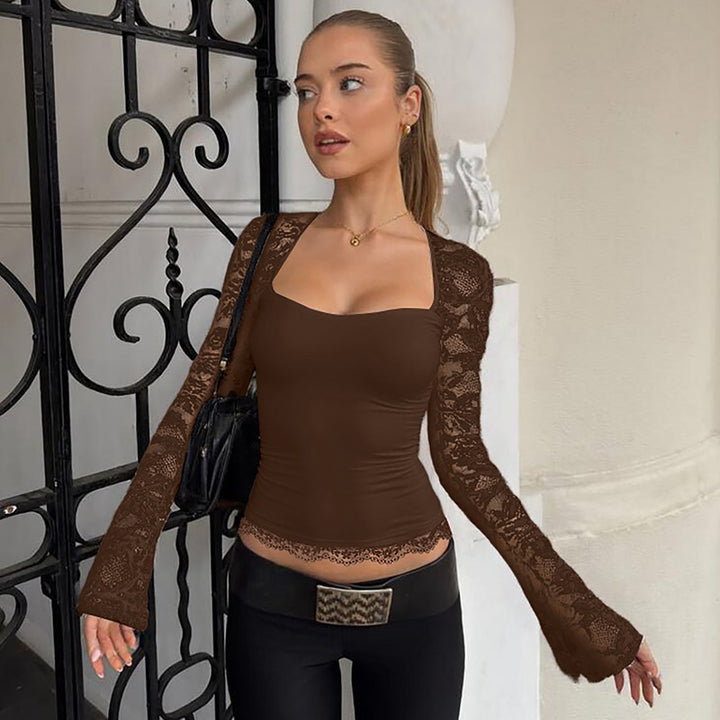 Damen Elegantes Oberteil mit Spitzendetails Drune