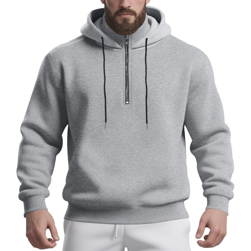 Herren sportlicher Kapuzenpullover mit halbem Reißverschluss und atmungsaktivem Stoff Drune