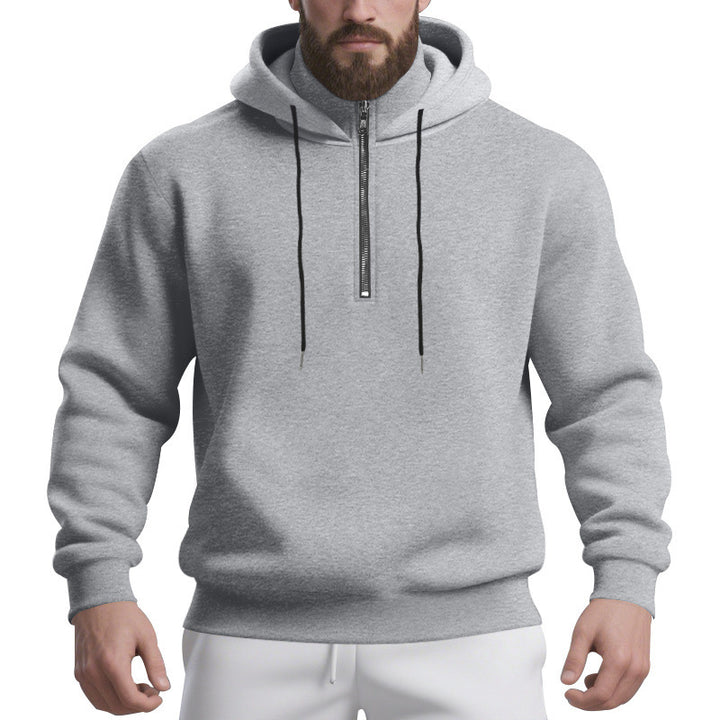 Herren sportlicher Kapuzenpullover mit halbem Reißverschluss und atmungsaktivem Stoff Drune