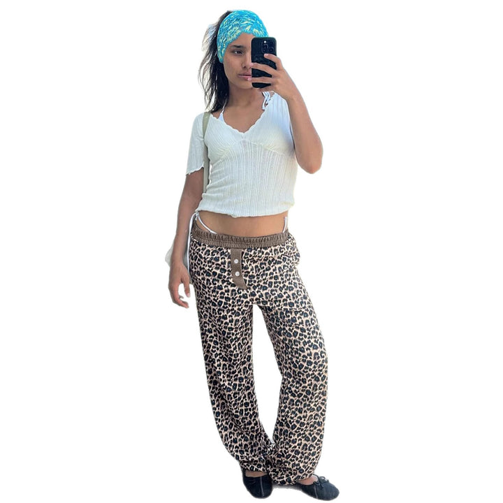 Damen Modische Leoparden-Hose mit elastischem Bund Drune
