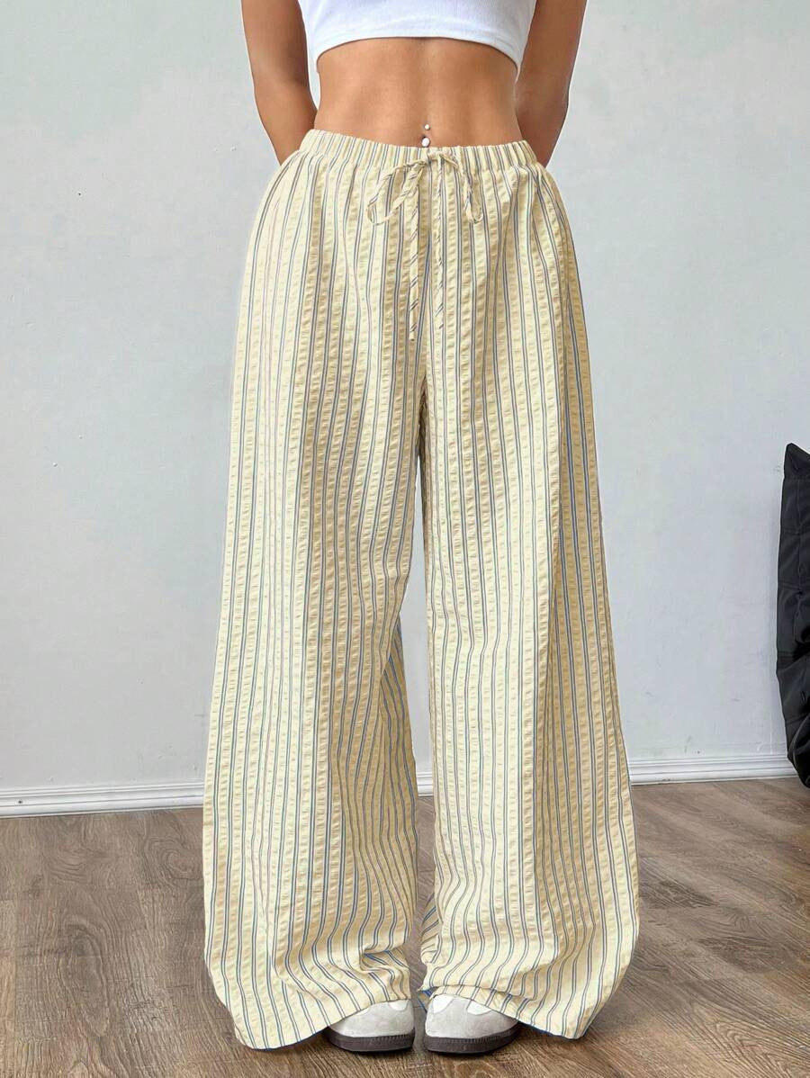 Damen lässige Hochbundhose im gestreiften Design Drune