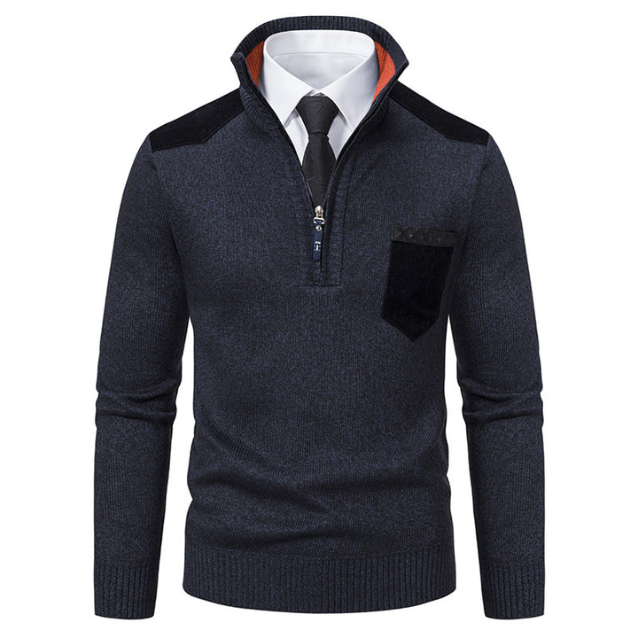 Herren lässiger Pullover mit halbem Reißverschluss und modernem Kragen Drune
