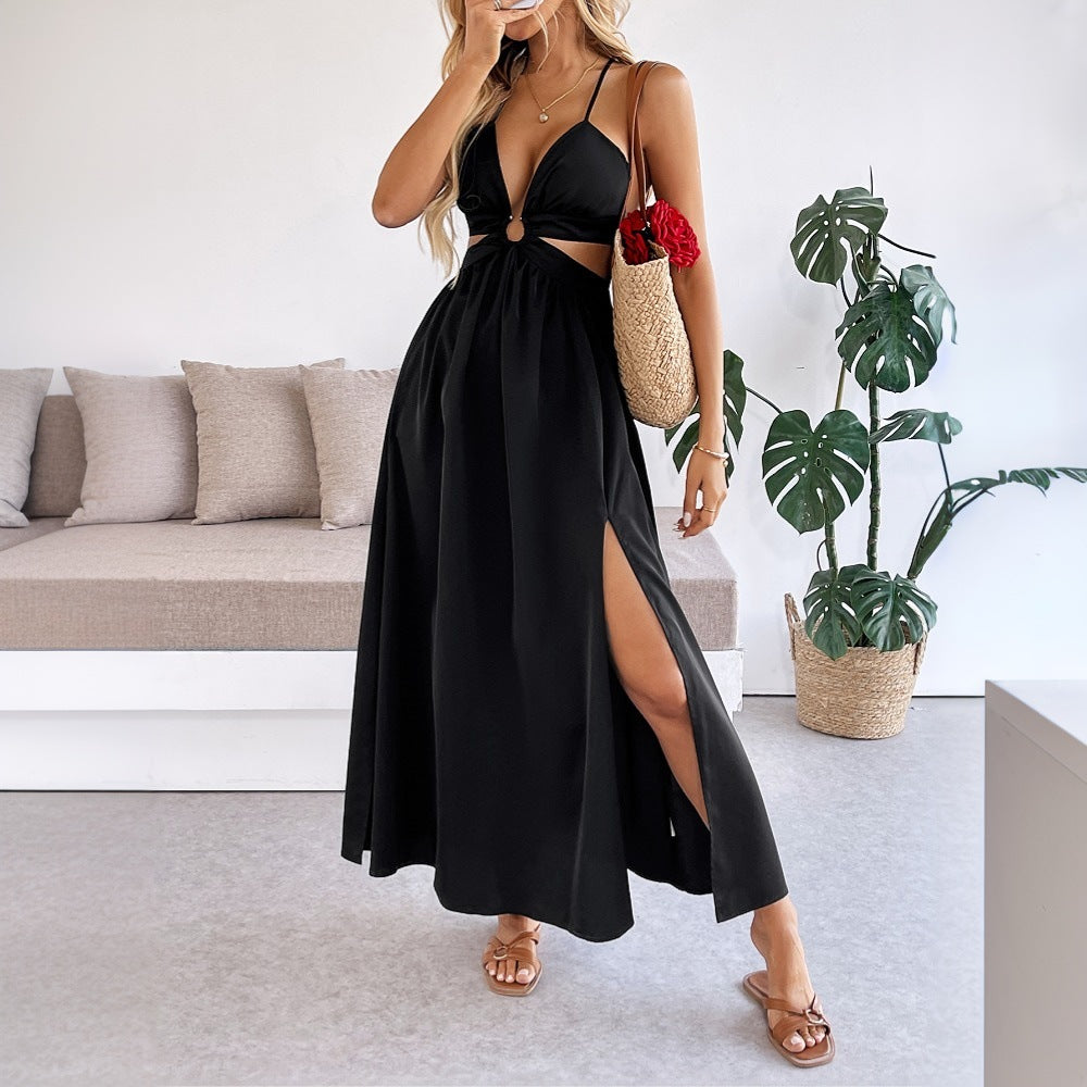 Damen Maxikleid mit abnehmbaren Trägern und Cut-Out-Details Drune