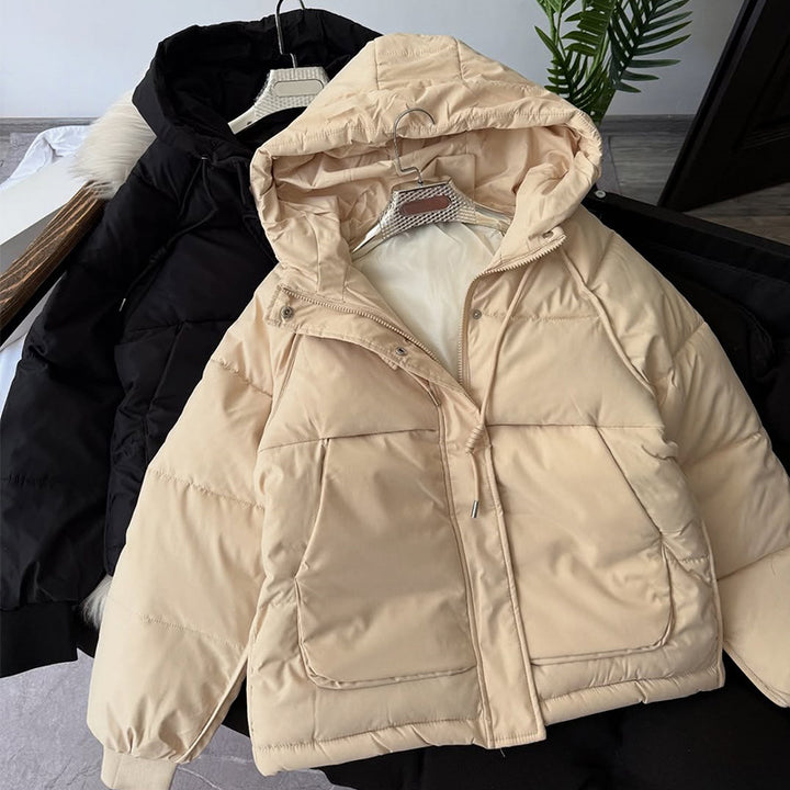 Damen warme Daunenjacke mit verstellbarer Kapuze Drune