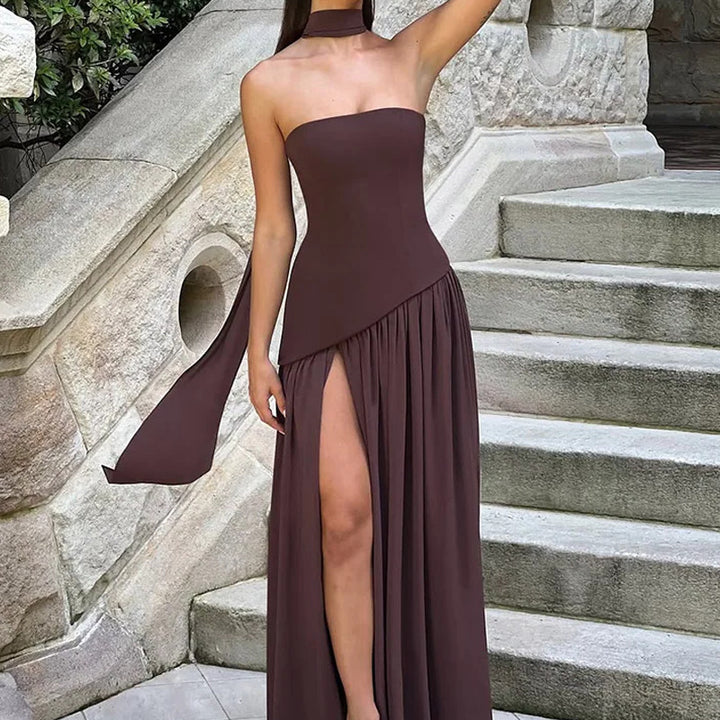 Drune | Elegantes rückenfreies Maxikleid mit Schlitz