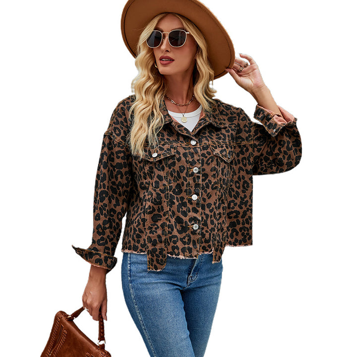 Damen Jeansjacke im Leopardenmuster Drune