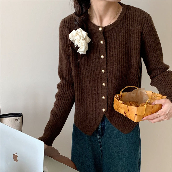 Damen Modische Strickjacke mit dekorativen Knöpfen Drune