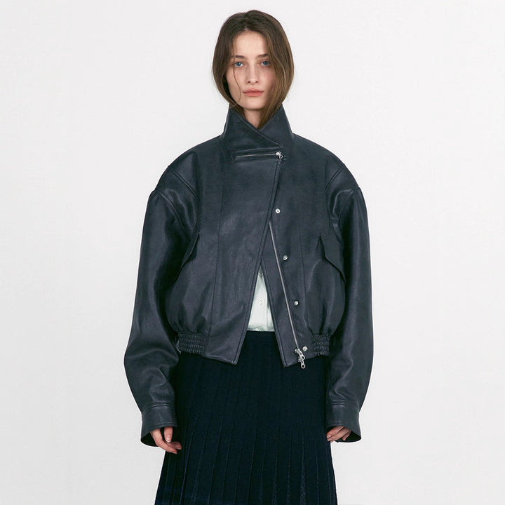 Damen Lederjacke im oversized Schnitt mit praktischen Taschen Drune