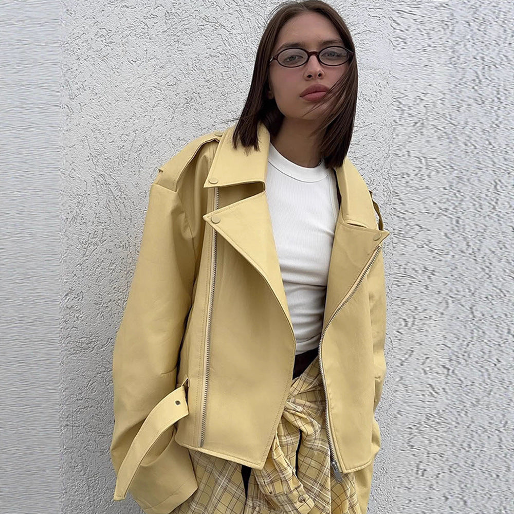 Damen Oversized Bikerjacke mit schmeichelndem Schnitt Drune