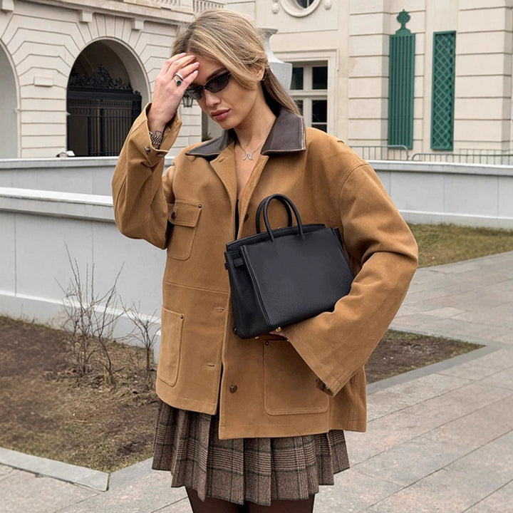 Damen Lässig geschnittene Wildlederjacke Drune