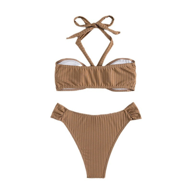 Damen Bandeau-Bikini mit strukturiertem Design und seitlichen Schnürungen Drune