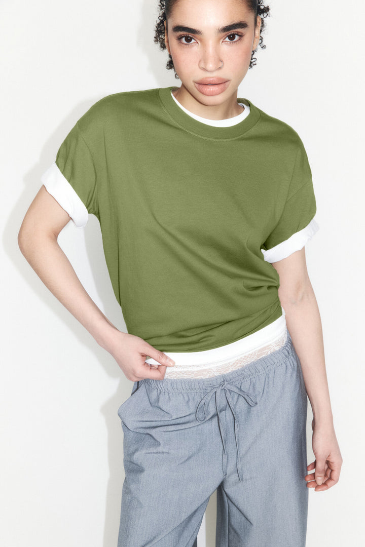Damen lässiges Oversized T-Shirt aus hautfreundlichem Baumwollmix Drune