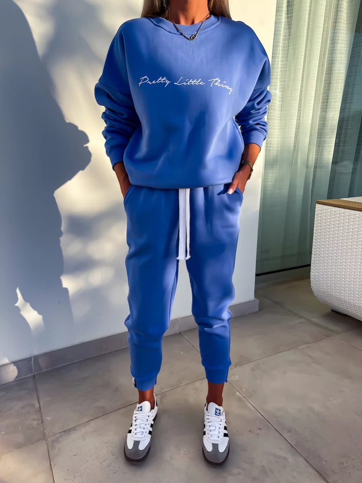 Damen komfortables Sweatshirt und Jogginghose-Set Drune